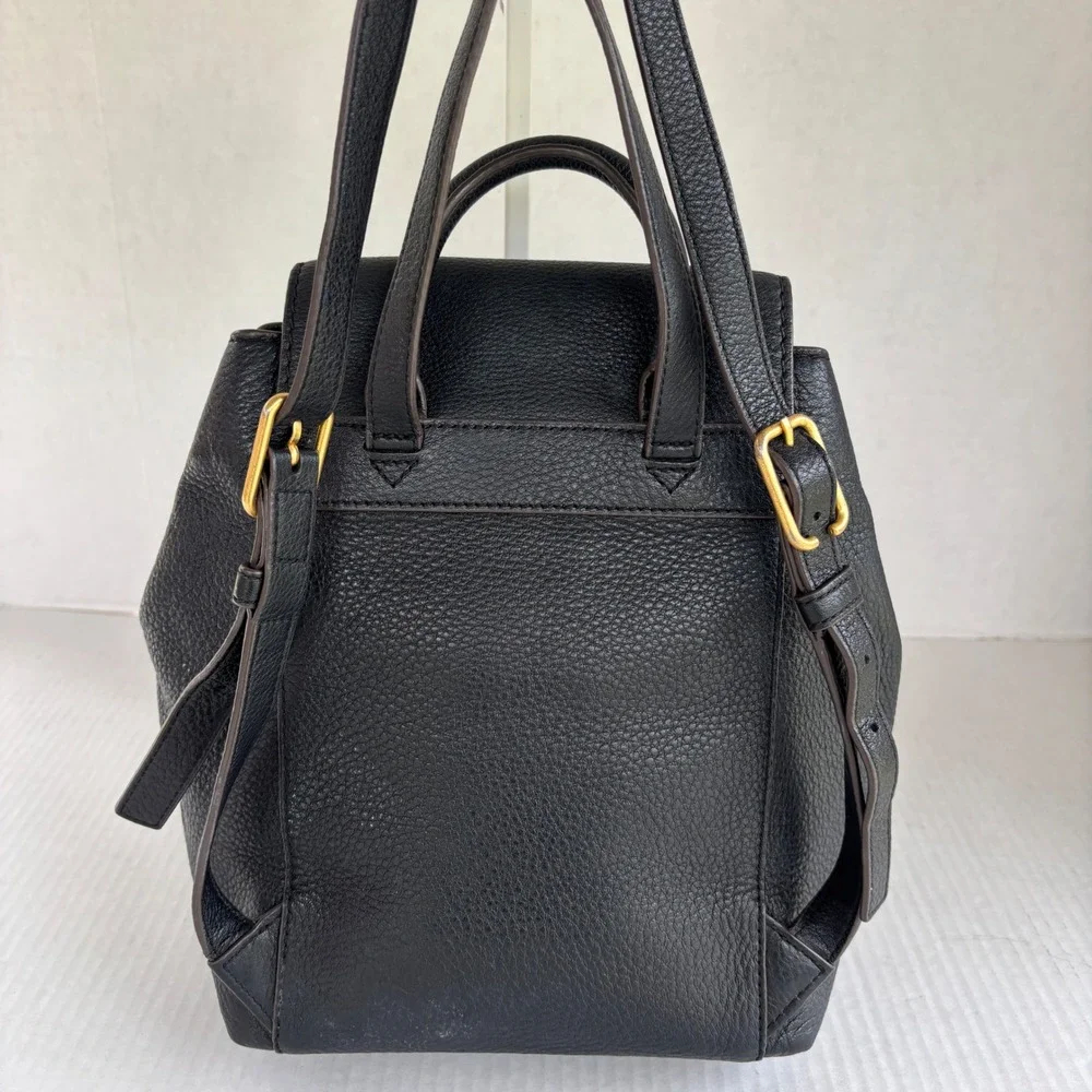 Tory Burch Thea Mini Backpack‎ Black Pebbled Leather Tassel Drawstring Bag